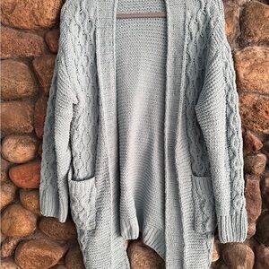 Adore Cable Knit Cardigan Sweater - Soft Blue